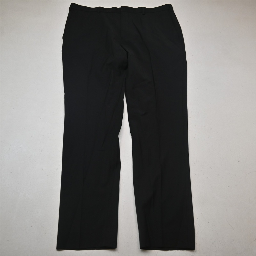 Ted Baker 36x32 Black Stretch Wool Flat Front Slim Dress Mens Pants